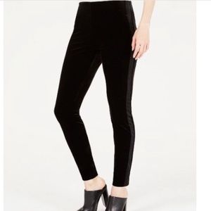 Black Leggings Faux Velvet Stretch Ankle Pants